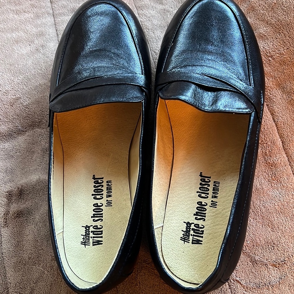 Hitchcock Black Leather Loafers Extra Wide